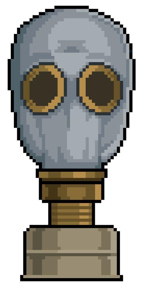Pixel art chernobyl gas and radiation mask vector icon for 8bit game on white background