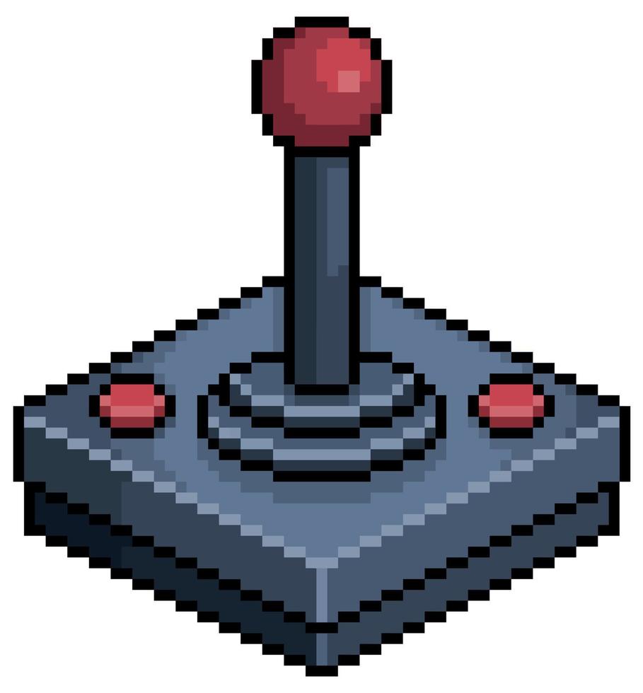 icono de vector de joystick de pixel art para juego de 8 bits sobre fondo blanco