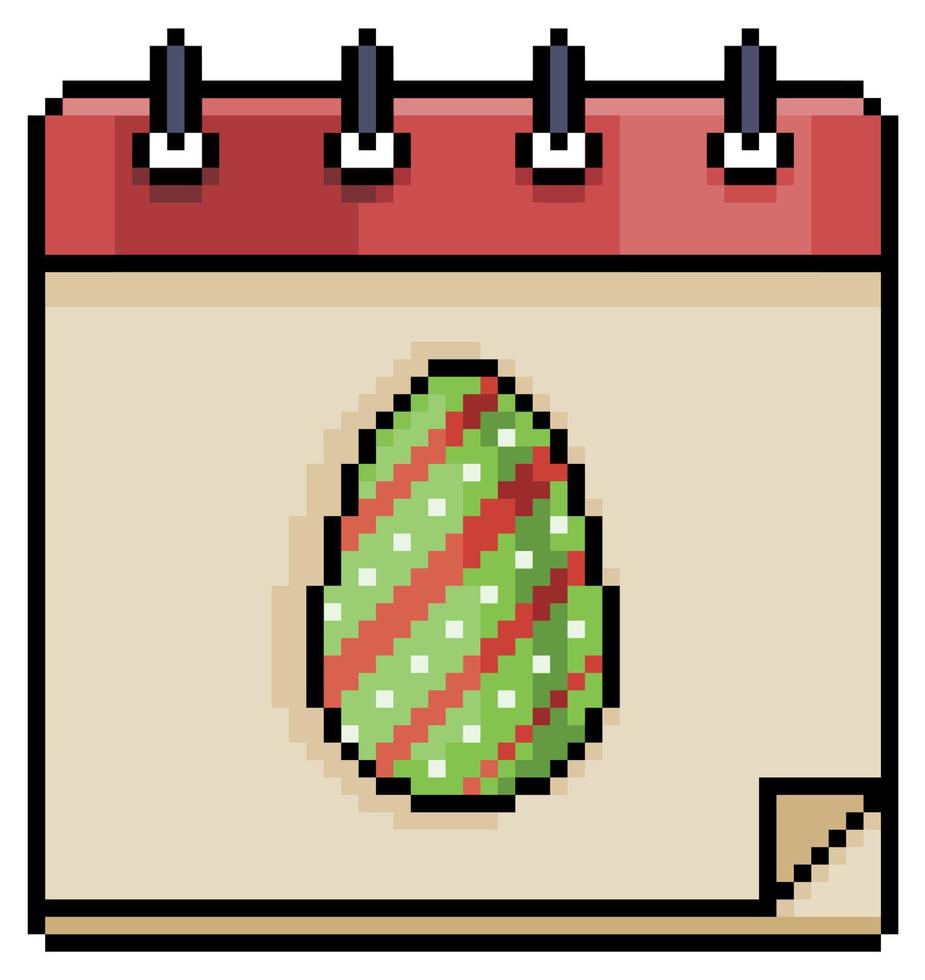 pixel art icono de vector de calendario de vacaciones de pascua para juego de 8 bits sobre fondo blanco