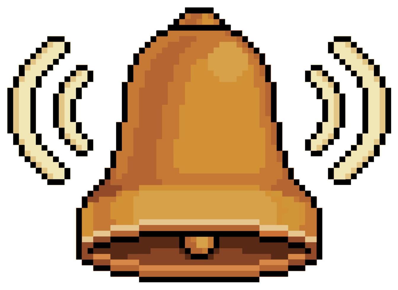 Pixel art vibrating bell. Notification icon vector icon for 8bit game on white background