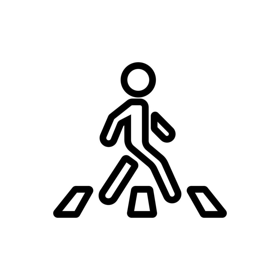 moving man on pedestrian crossing icon vector outline illustration