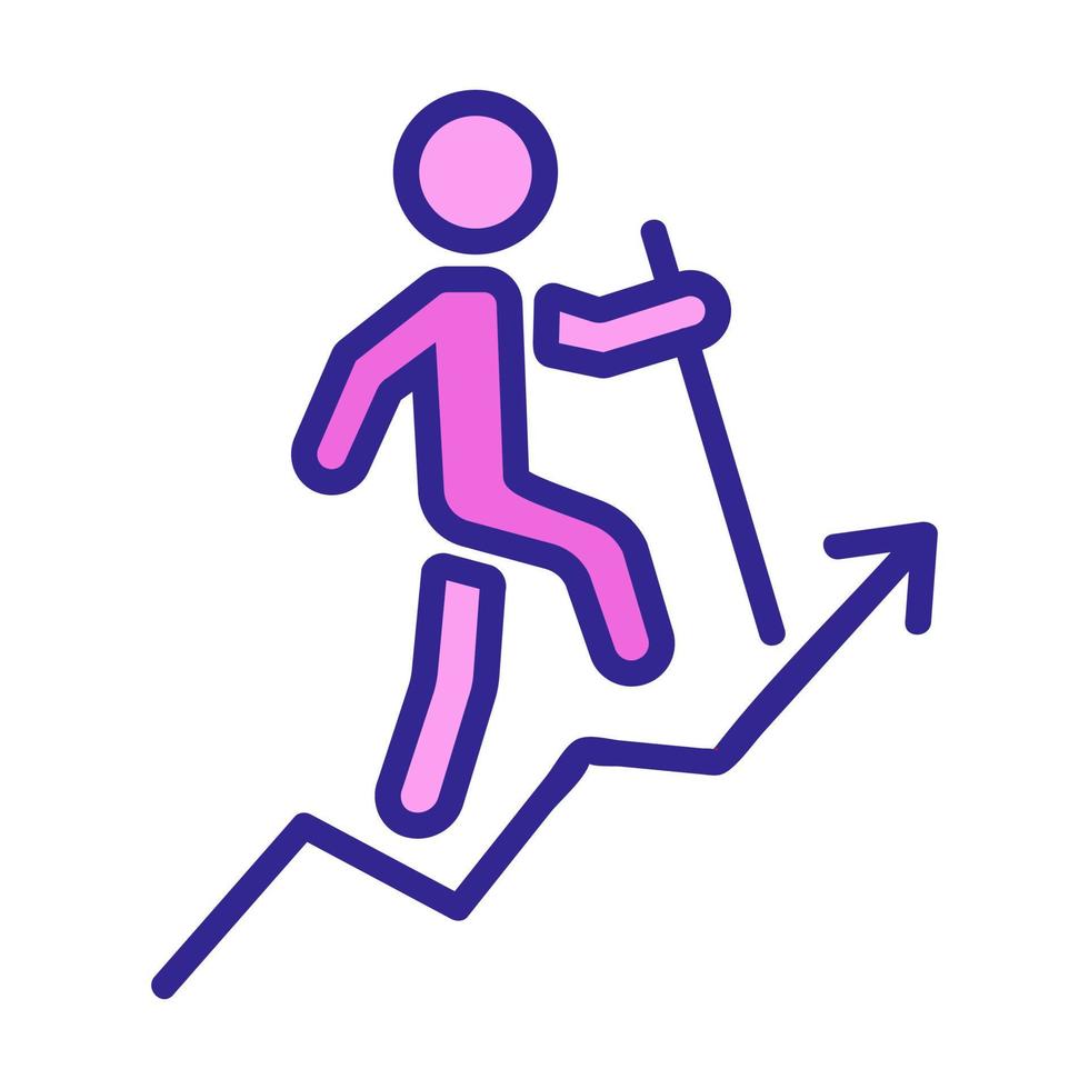 man heading up career ladder icon vector outline illustration