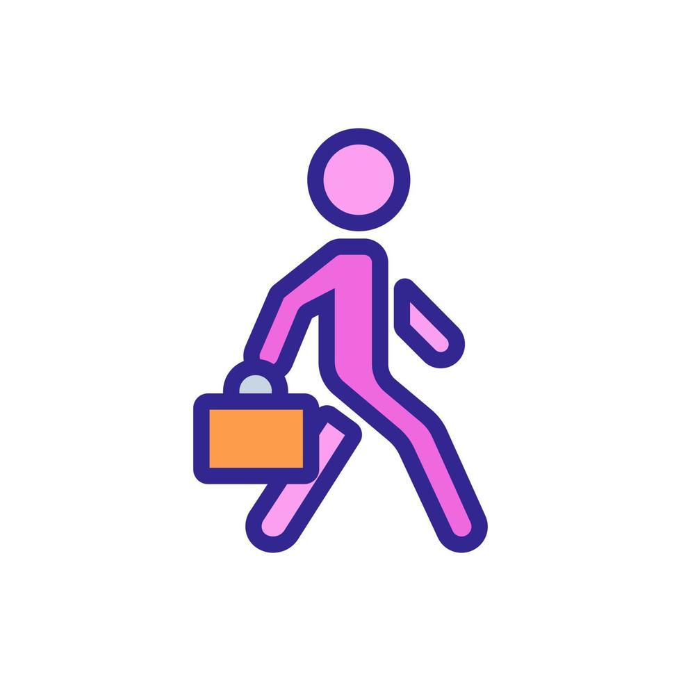 moving man with working suitcase icon vector outline illustration