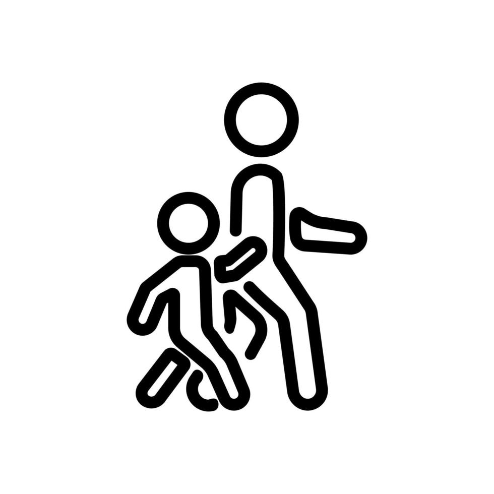walking parent with baby icon vector outline illustration