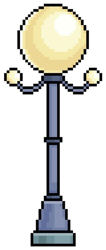 Pixel art park lamp post. Urban furniture vector icon for 8bit game on white background