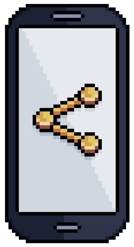 Pixel art cell phone with music icon vector icon for 8bit game on white background