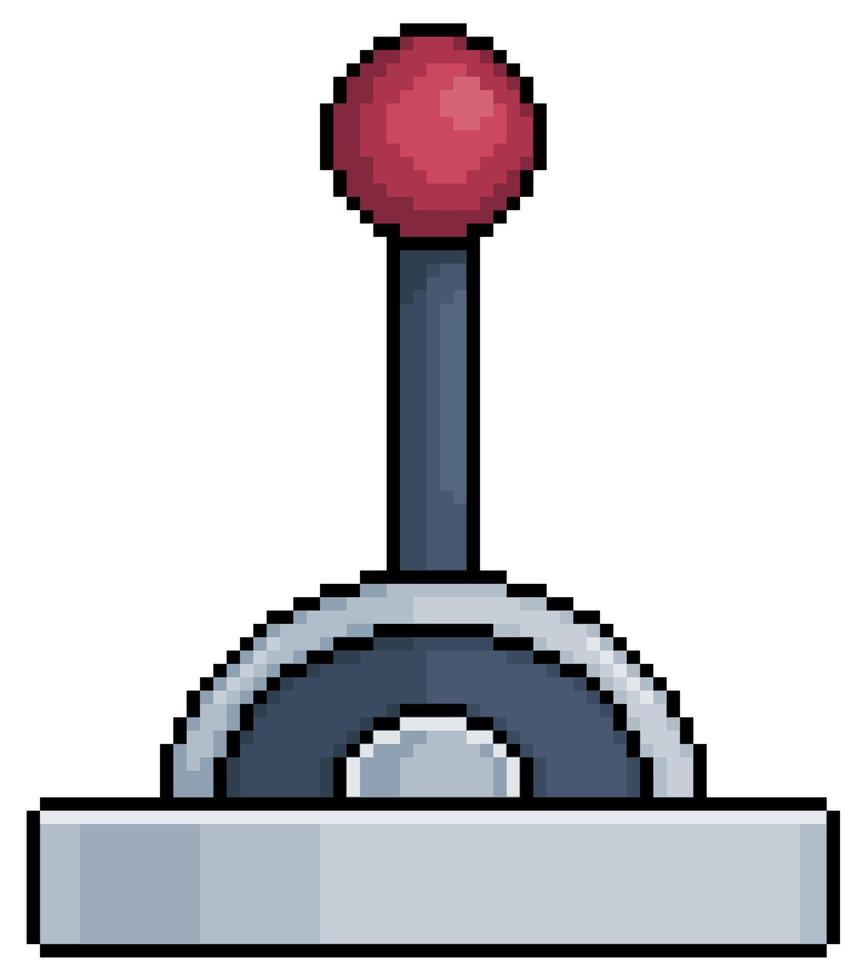Palanca metálica de pixel art. icono de vector de palanca de mecanismo industrial para juego de 8 bits sobre fondo blanco