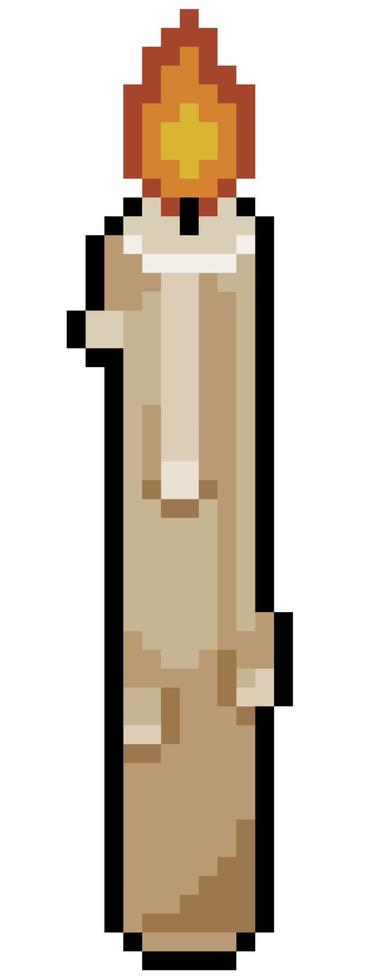 Pixel art candle, light, fire vector 8bit game icon on white background