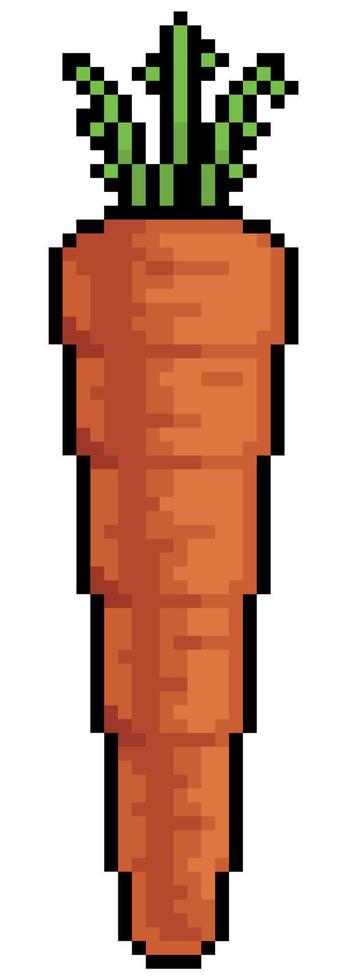 Pixel art carrot vector icon for 8bit game on white background