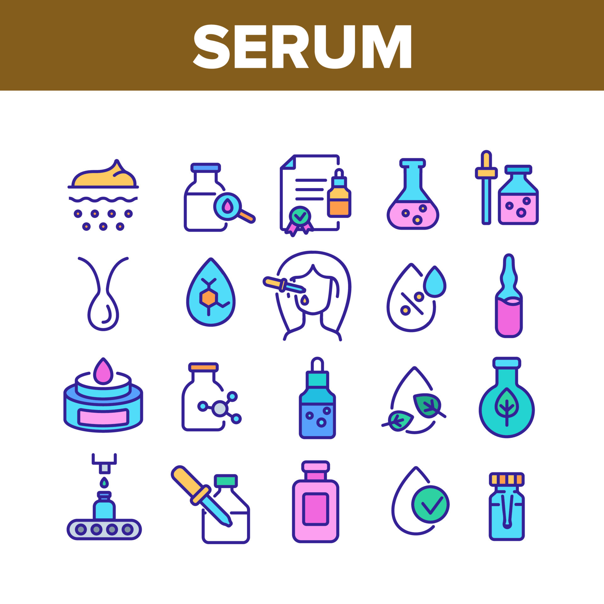 Serum And Cosmetic Collection Icons Set Vector 9726630 Vector Art at