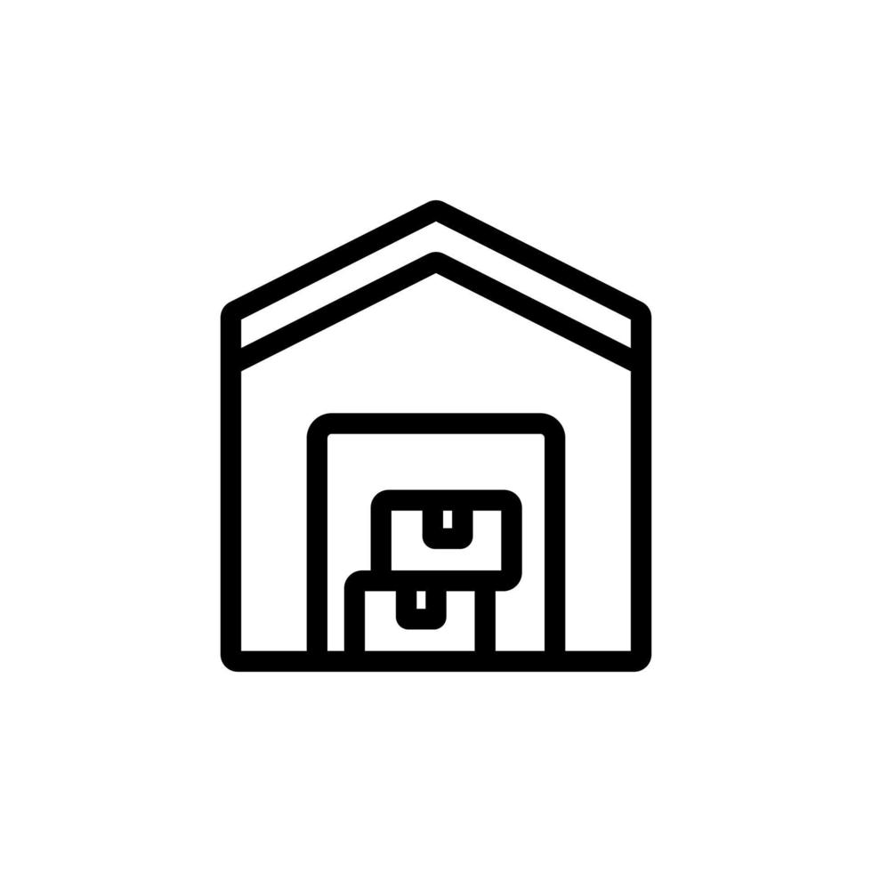 ilustración de contorno de vector de icono de hangar de almacén doméstico compacto