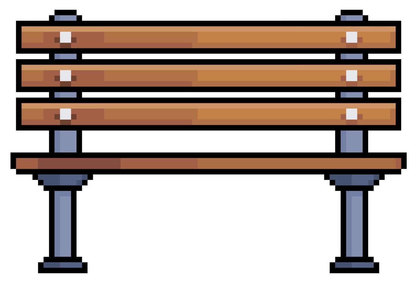 Pixel art park bench and square. urban furniture vector icon for 8bit game on white background