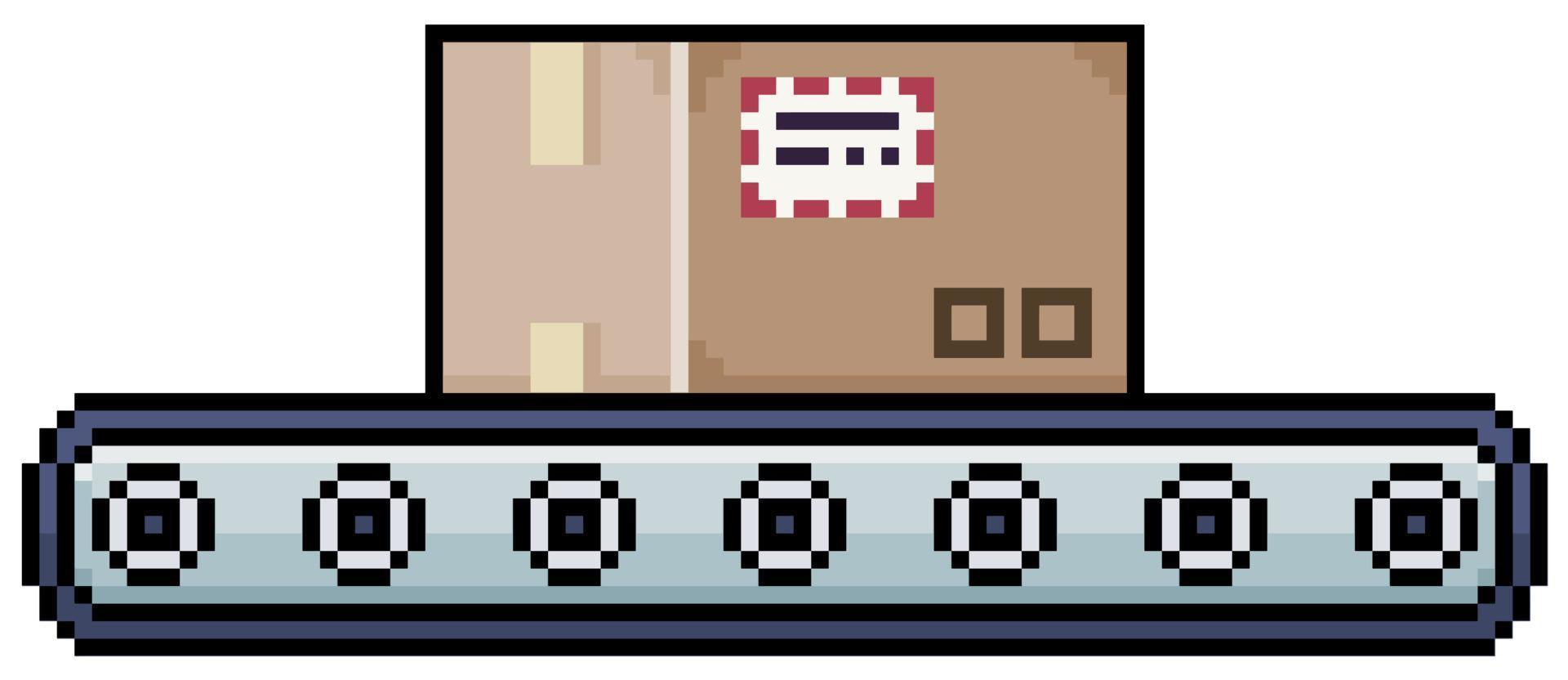 cinturón de pixel art con caja de cartón. icono de vector de cinturón industrial para juego de 8 bits sobre fondo blanco