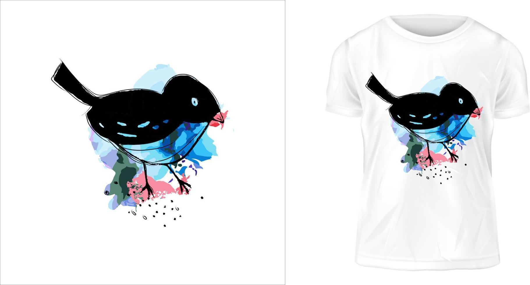 a bird with color splash and brush drawing vector