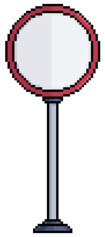 señal de tráfico circular de pixel art. icono de vector de tablero de tránsito para juego de 8 bits sobre fondo blanco