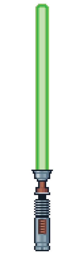 Pixel art lightsaber vector icon for 8bit game on white background