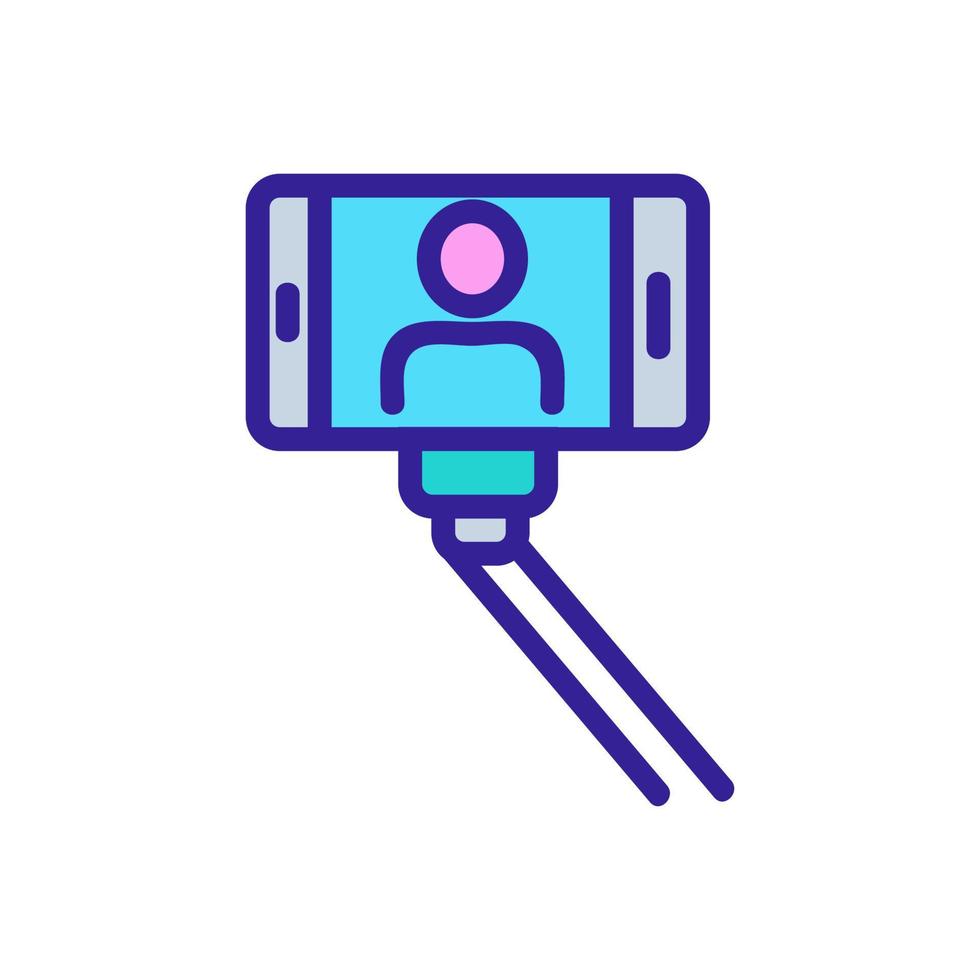 showing person selfie on phone icon vector outline illustration