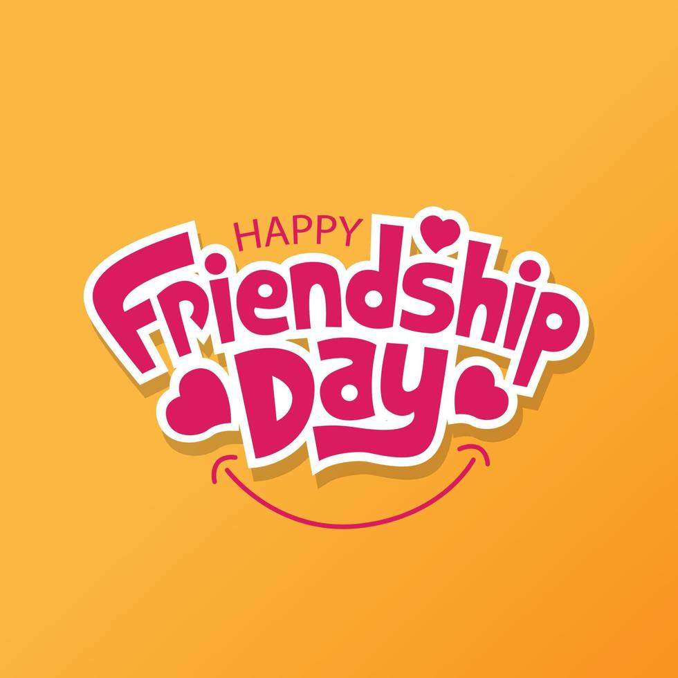 Happy Friendship day vector illustration with text and love elements for celebrating friendship day 2022. Friendship day typography greeting card creative idea with colorful background.