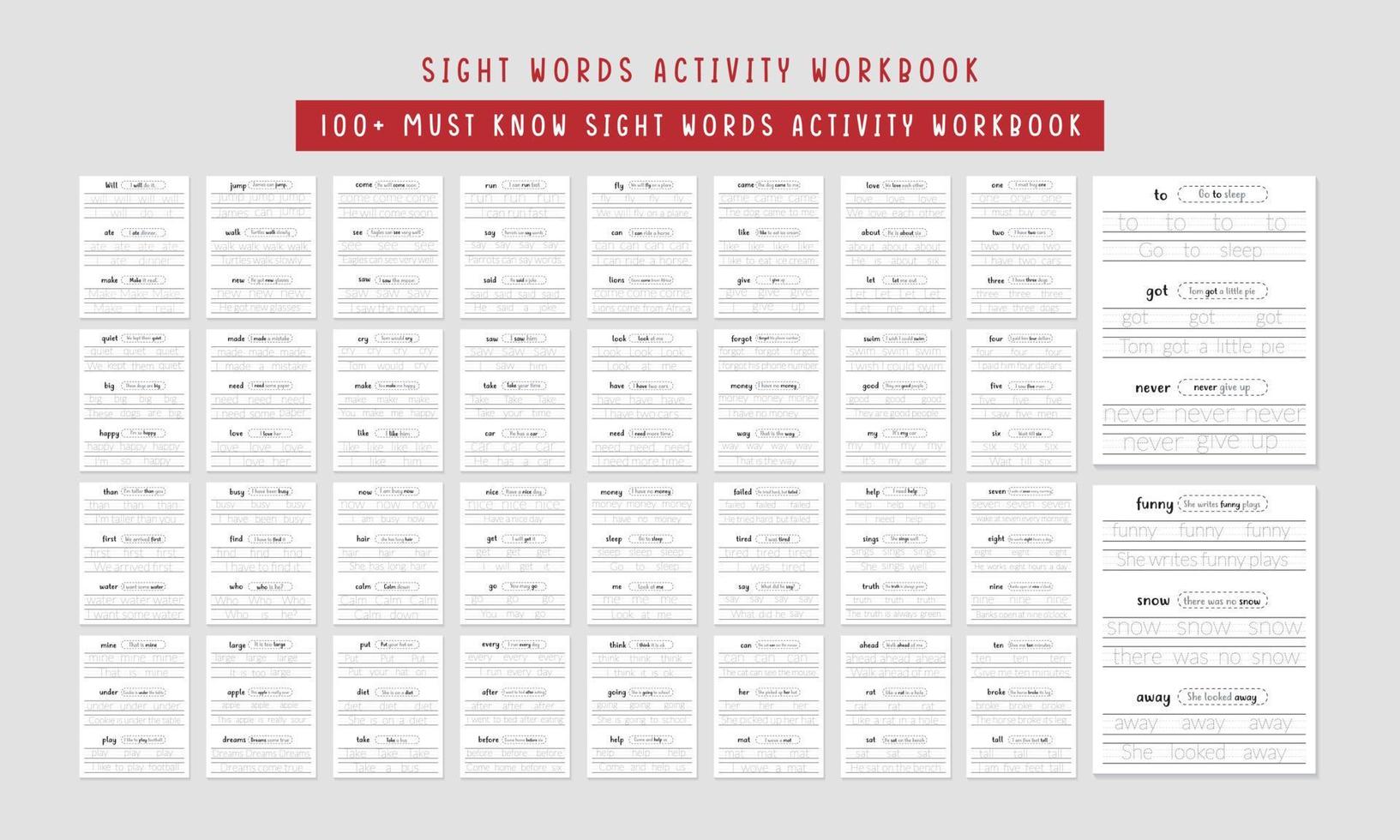 00 Must Know Sight Words Activity Workbook vector
