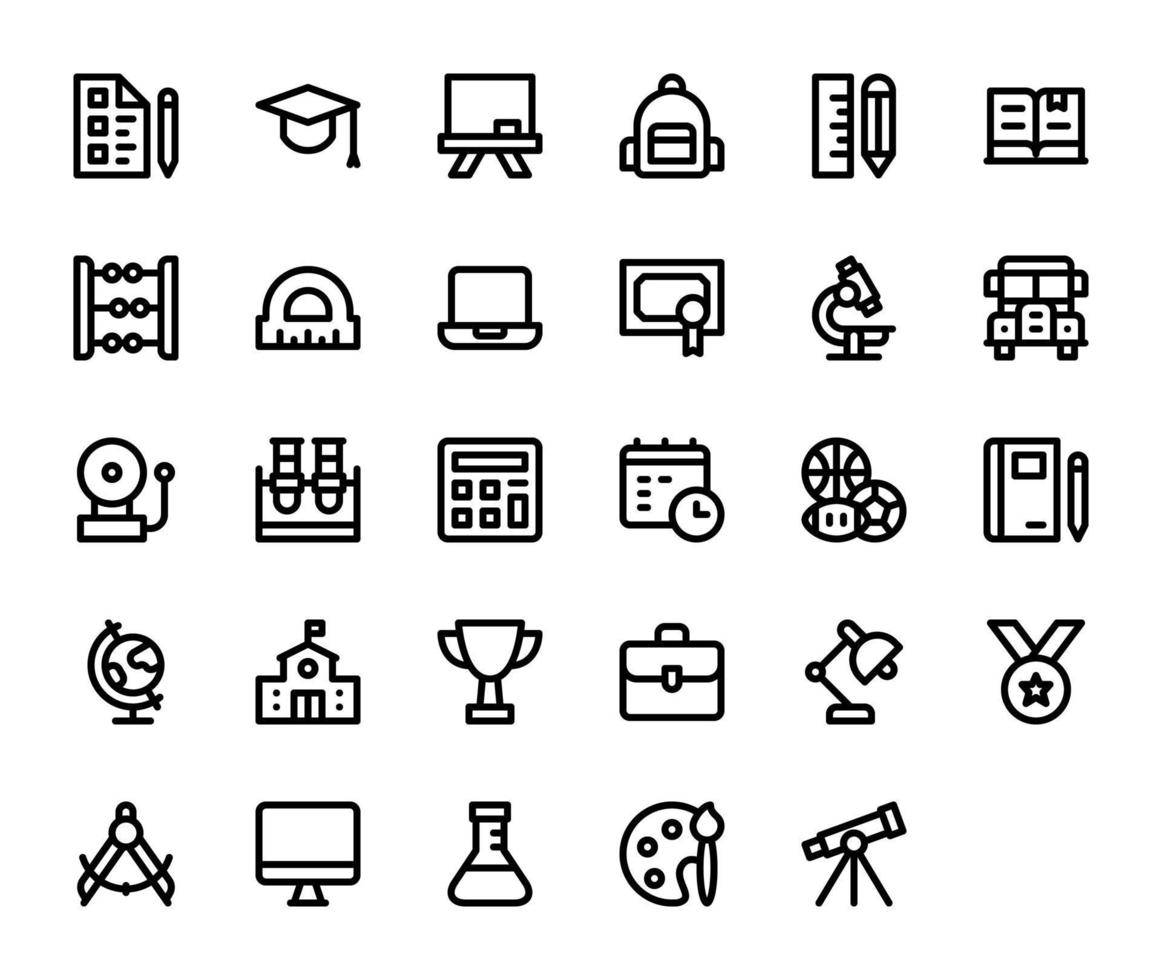 Back to School icons collection with outline style vector illustration