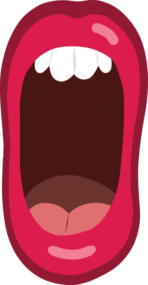 Yelling Mouth Comic Expression Isolated. Red Lips. vector