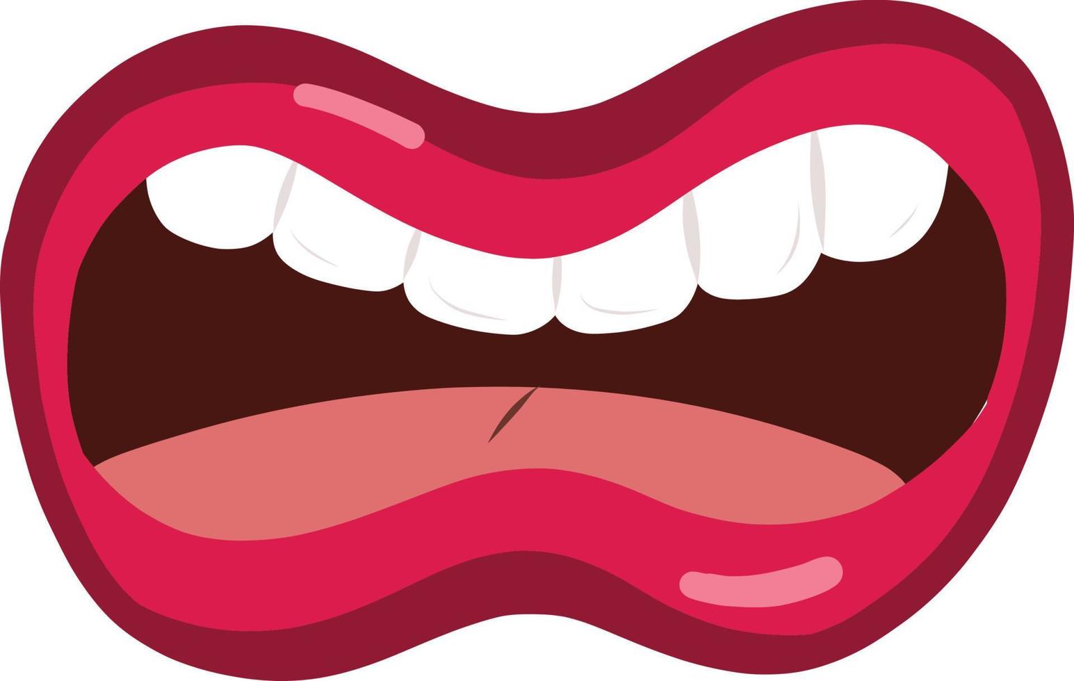 expresión de boca cómica de labios enojados. labios rojos. vector