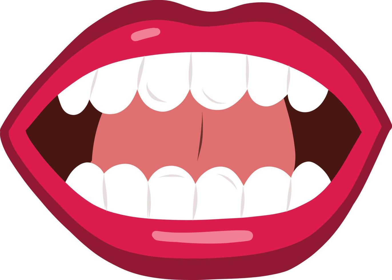 expresión cómica de boca parlante. labios rojos. vector