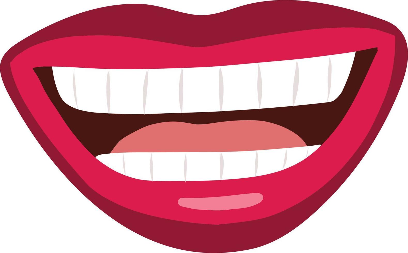 expresión cómica de la boca de risa. labios rojos. vector