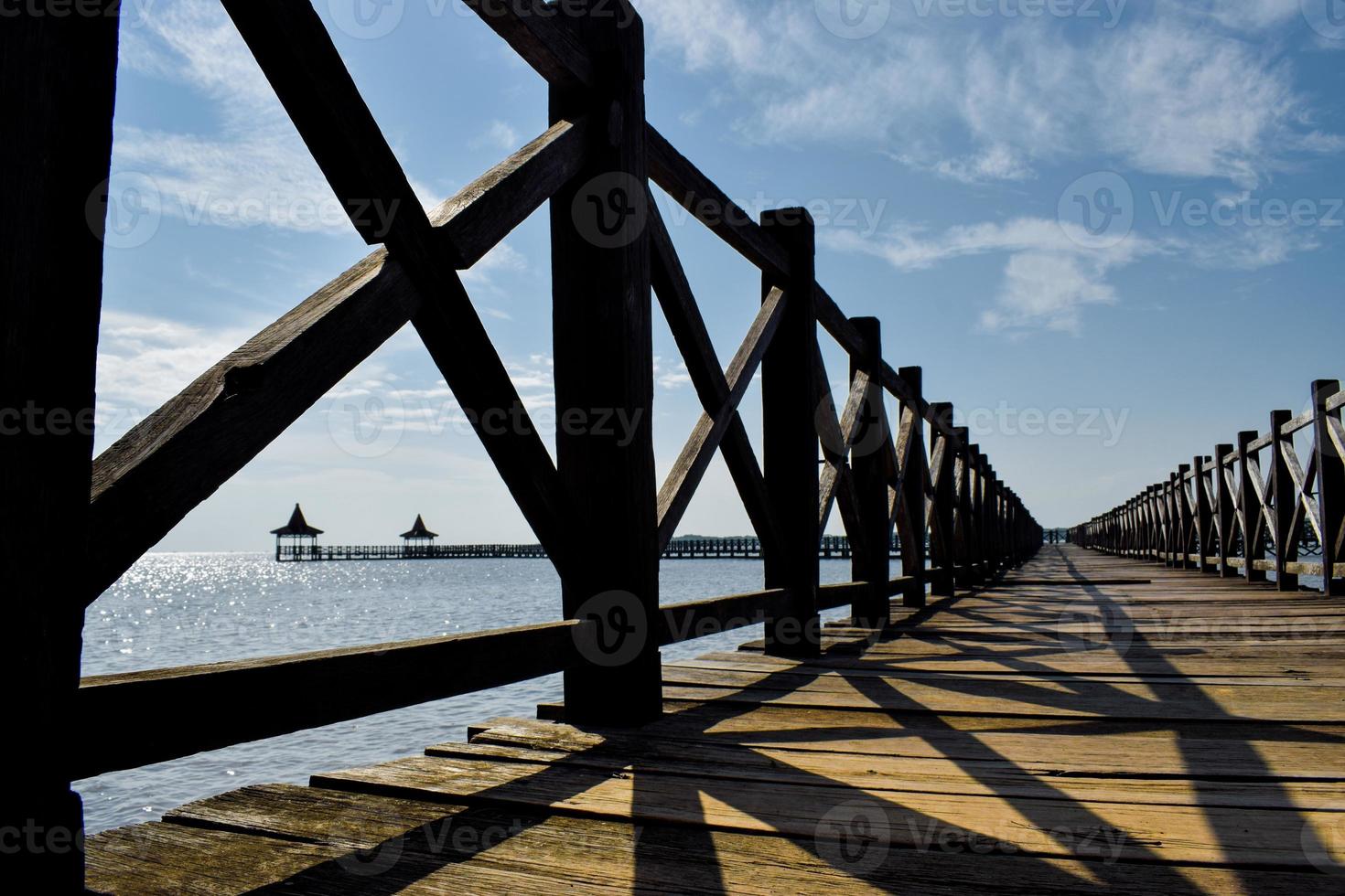 Beautiful old wooden pier bridge photo