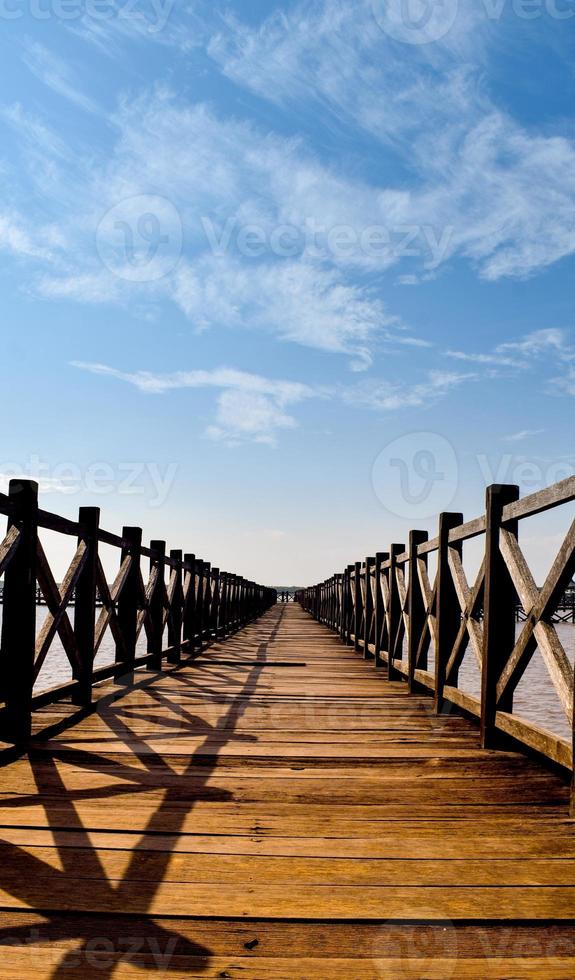 Beautiful old wooden pier bridge photo