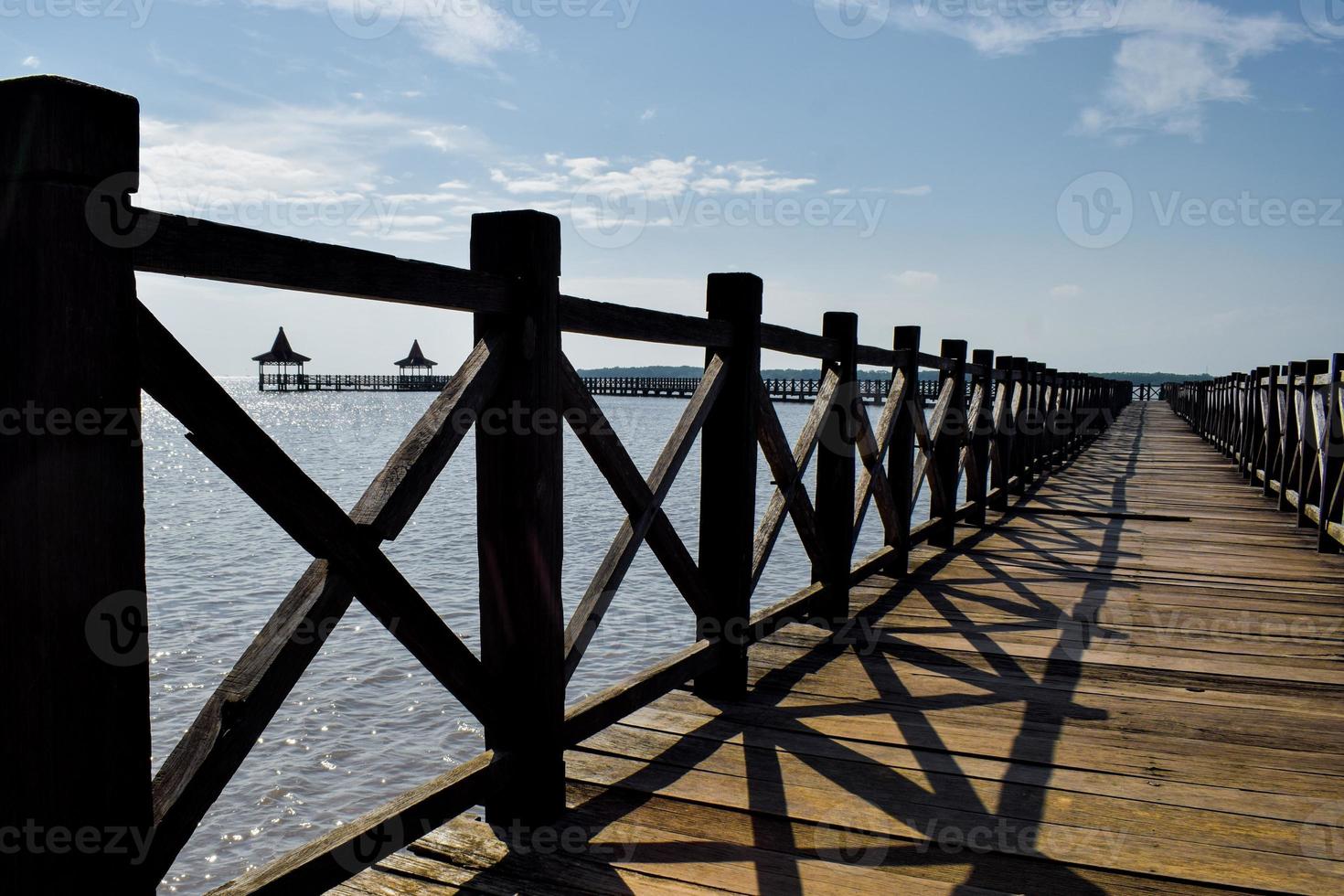 Beautiful old wooden pier bridge photo