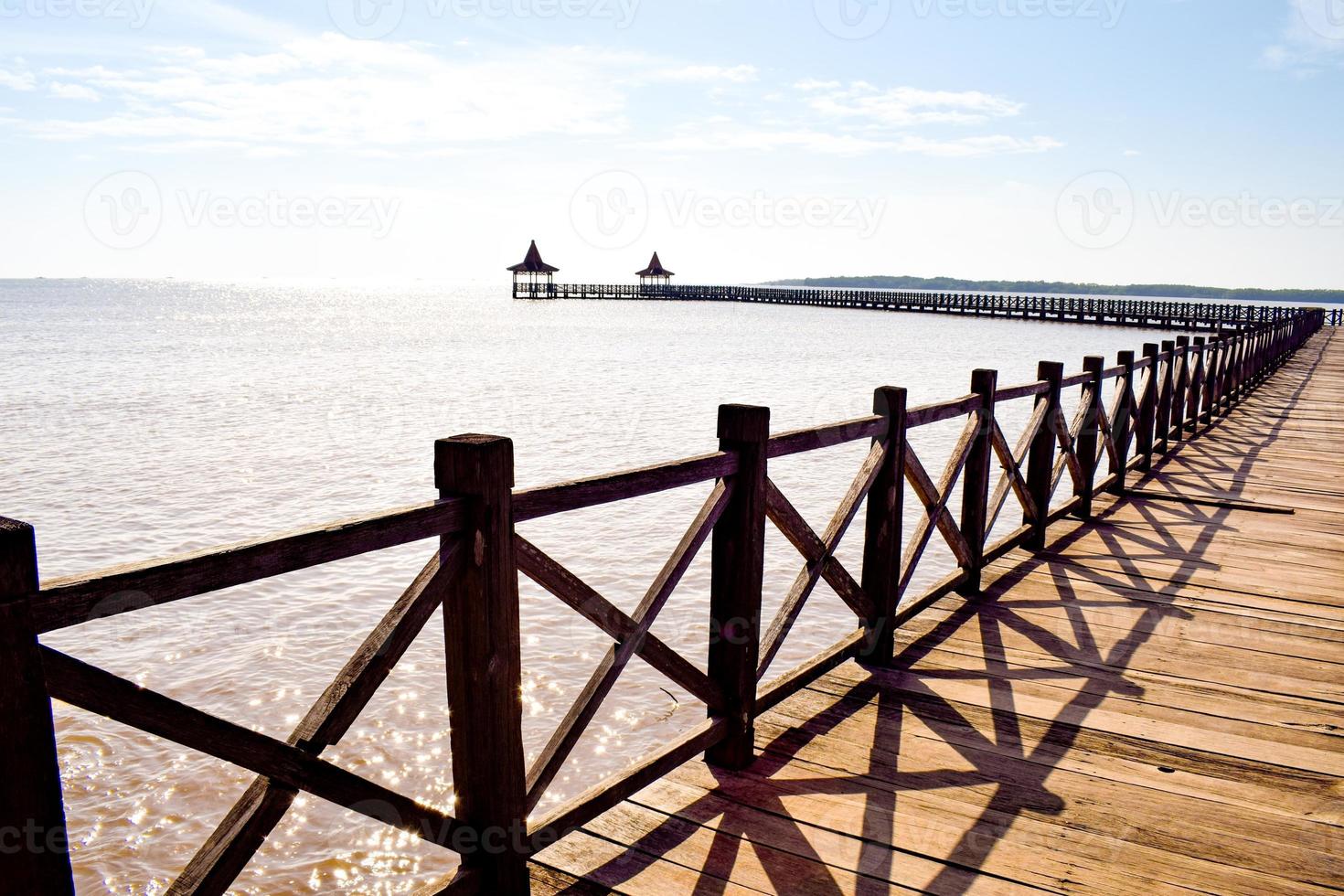 Beautiful old wooden pier bridge photo