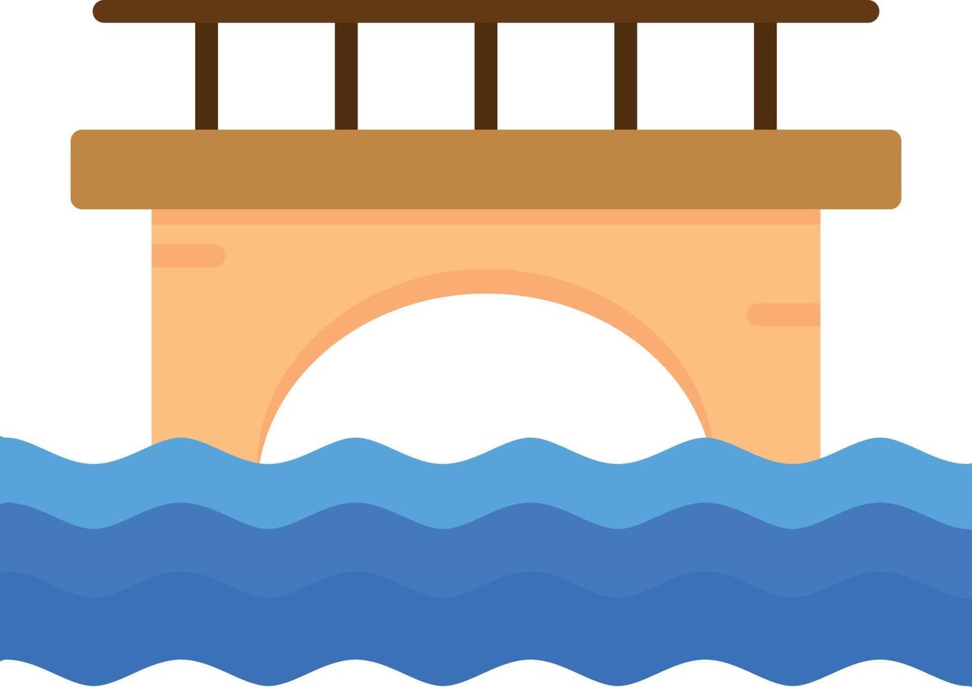 puente, plano, icono vector