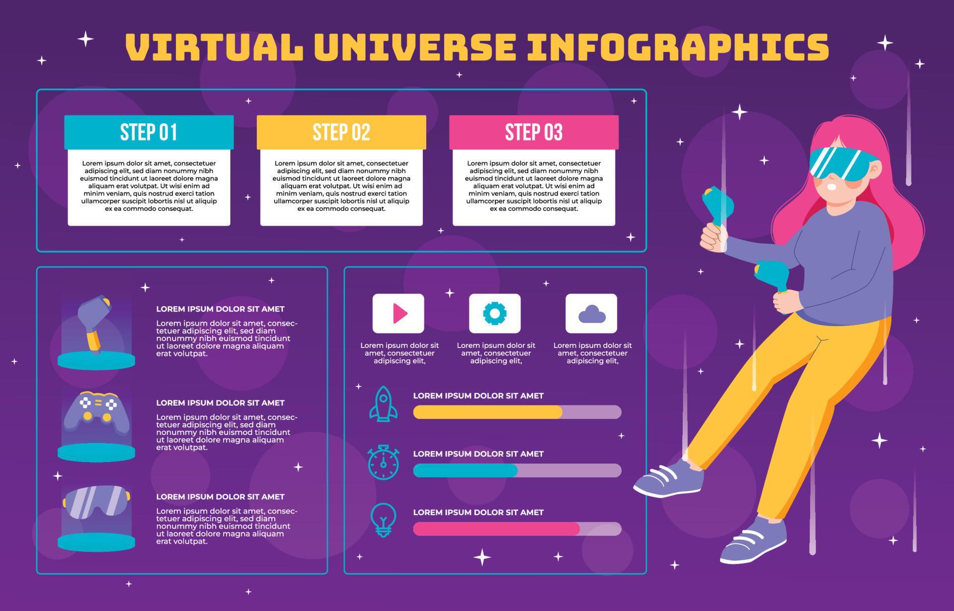 Virtual Universe Infographics 9727808 Vector Art at Vecteezy