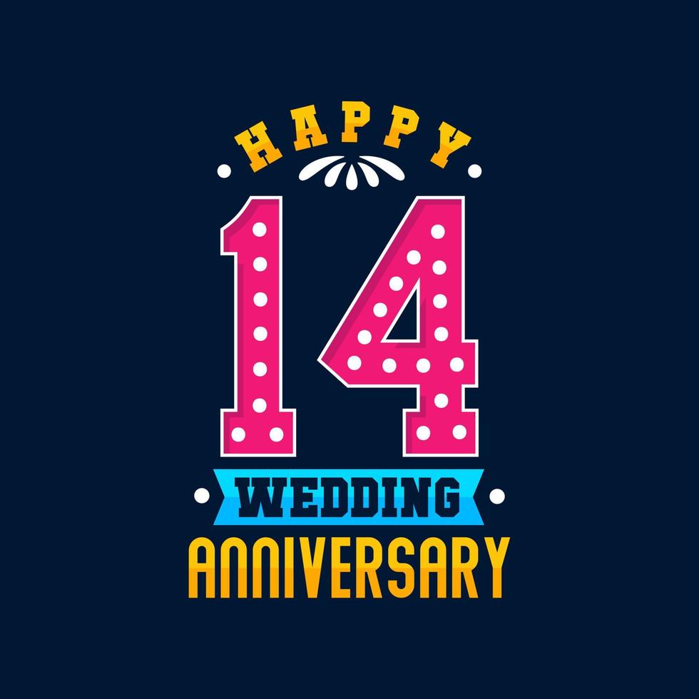Happy 14th Wedding Anniversary celebration vector
