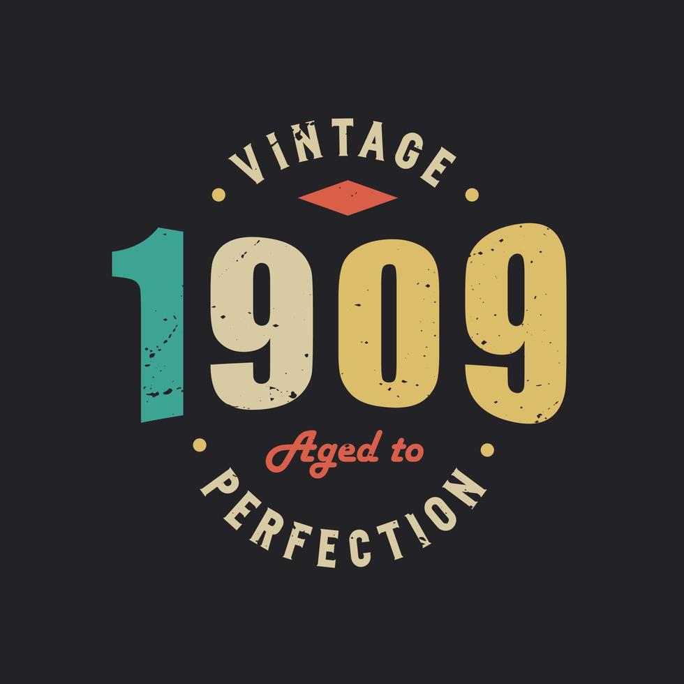 Vintage 1909 Aged to Perfection. 1909 Vintage Retro Birthday vector