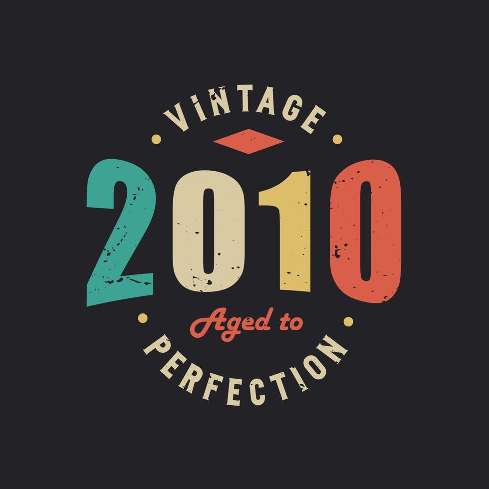 Vintage 2010 Aged to Perfection. 2010 Vintage Retro Birthday vector