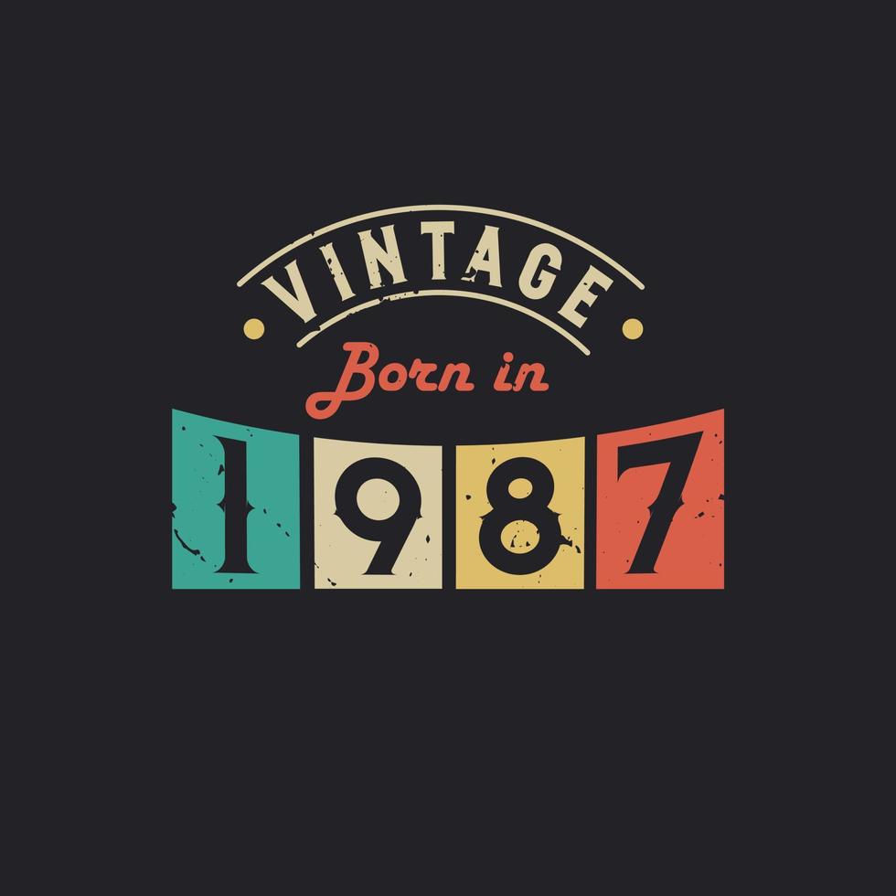 Vintage Born in 1987. 1987 Vintage Retro Birthday vector