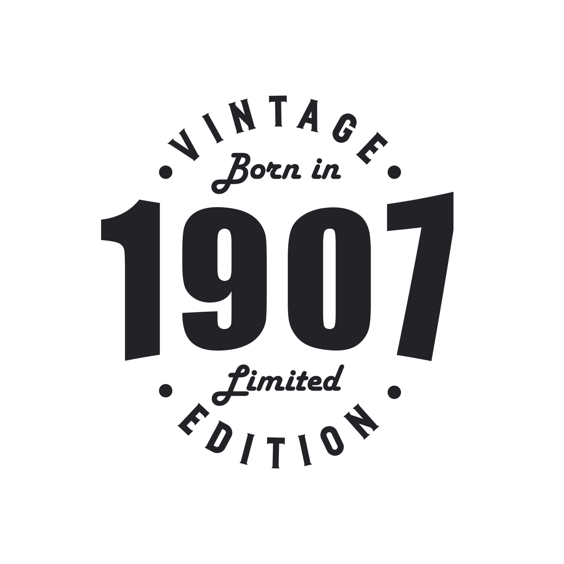 Born in 1907, Vintage 1907 Birthday Celebration 9728682 Vector Art at