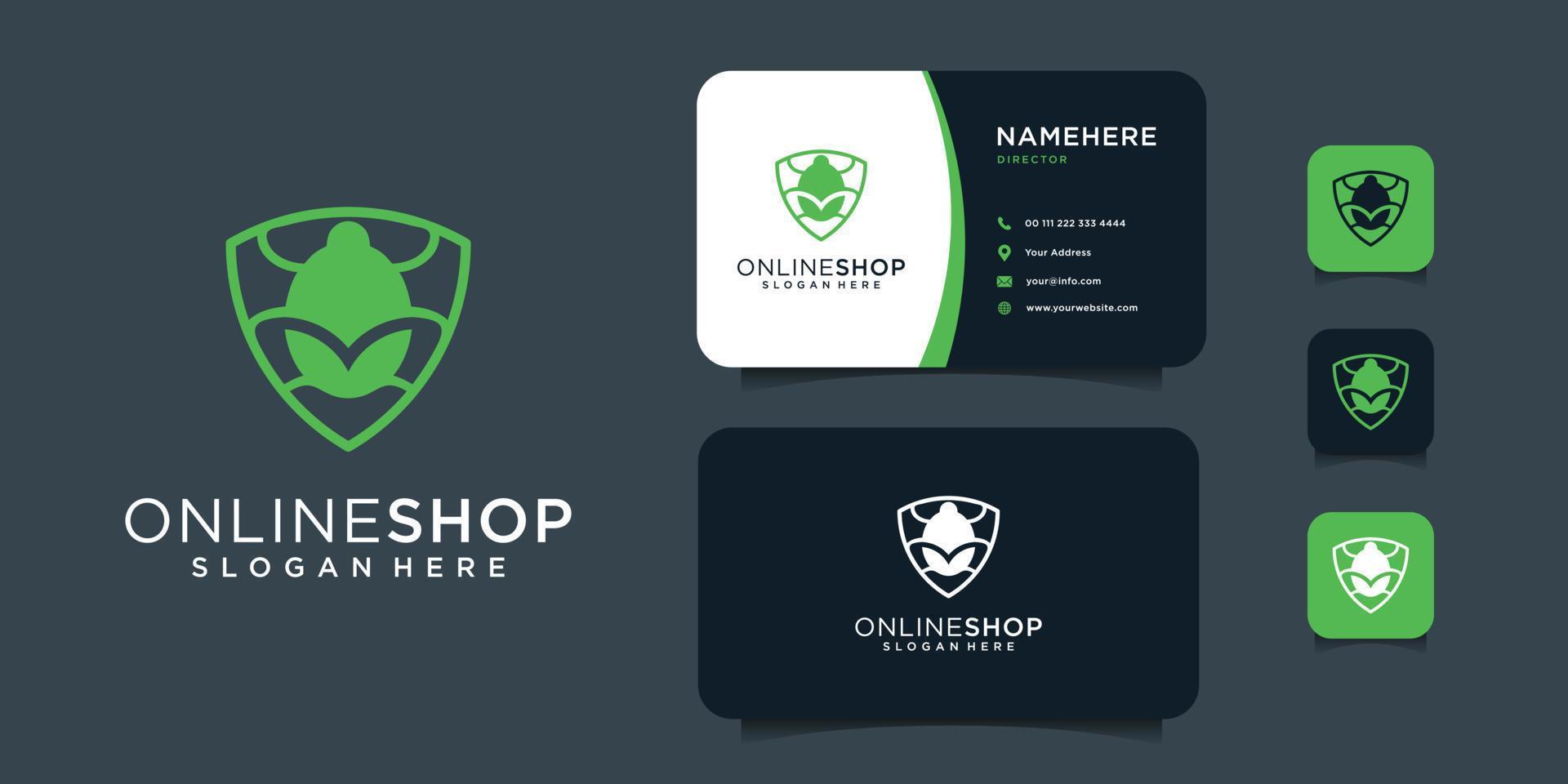 Beetle bug logo design with business card template. Logo can be used for animal business, security, dan company vector