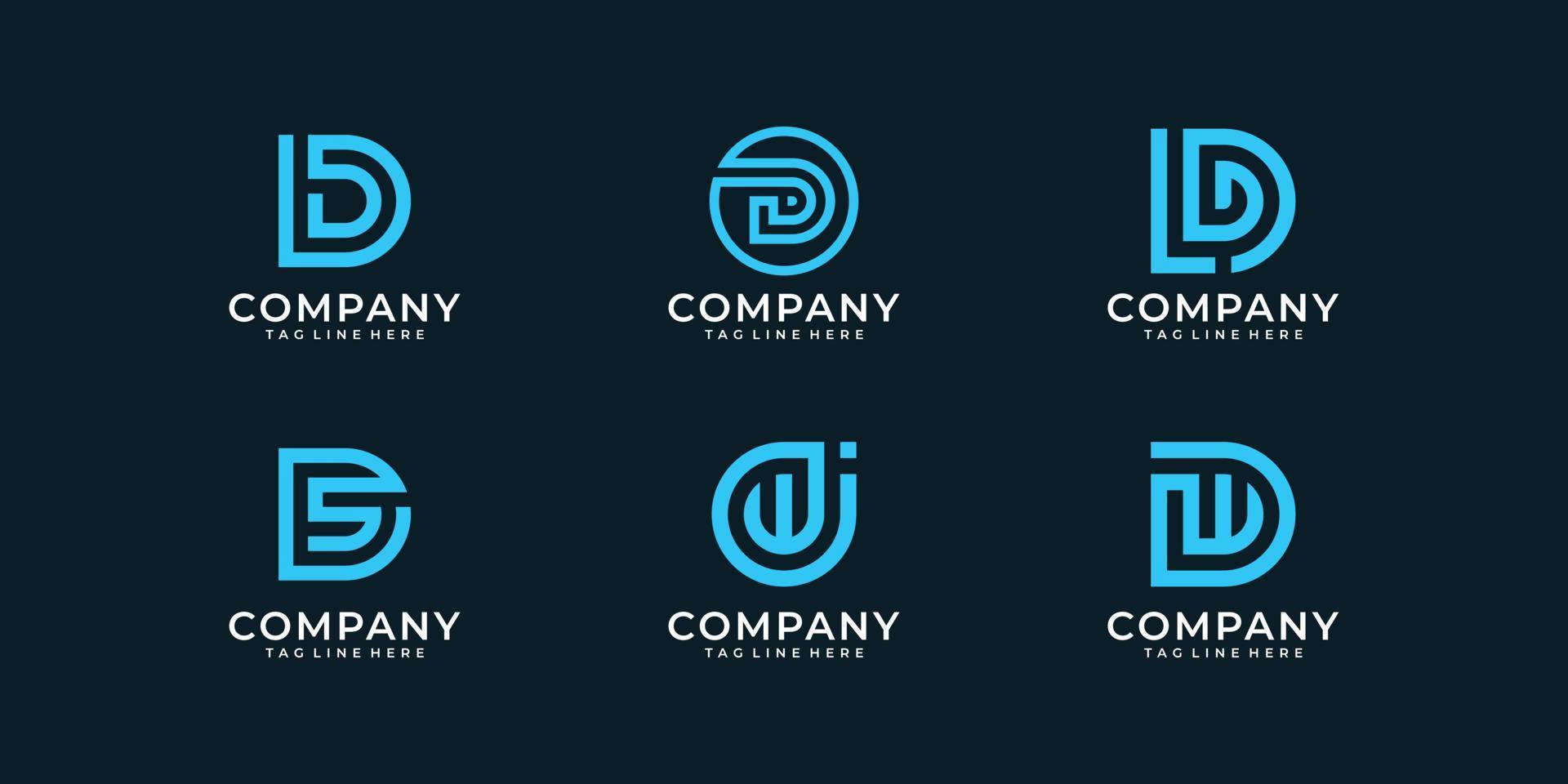 Set of letter d monogram logo design bundle vector