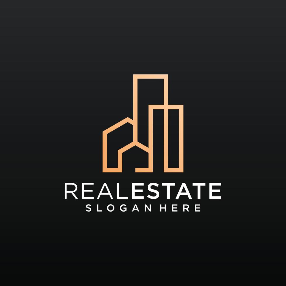 Monogram gold building logo design inspiration vector