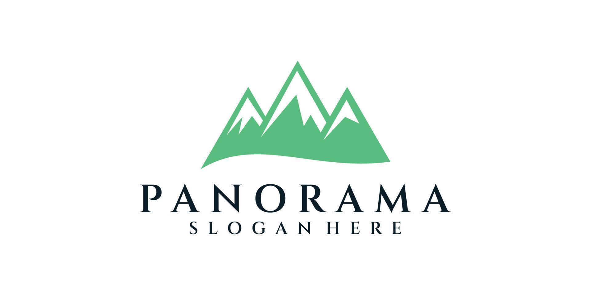 Panorama minimal mountain logo design inspiration vector