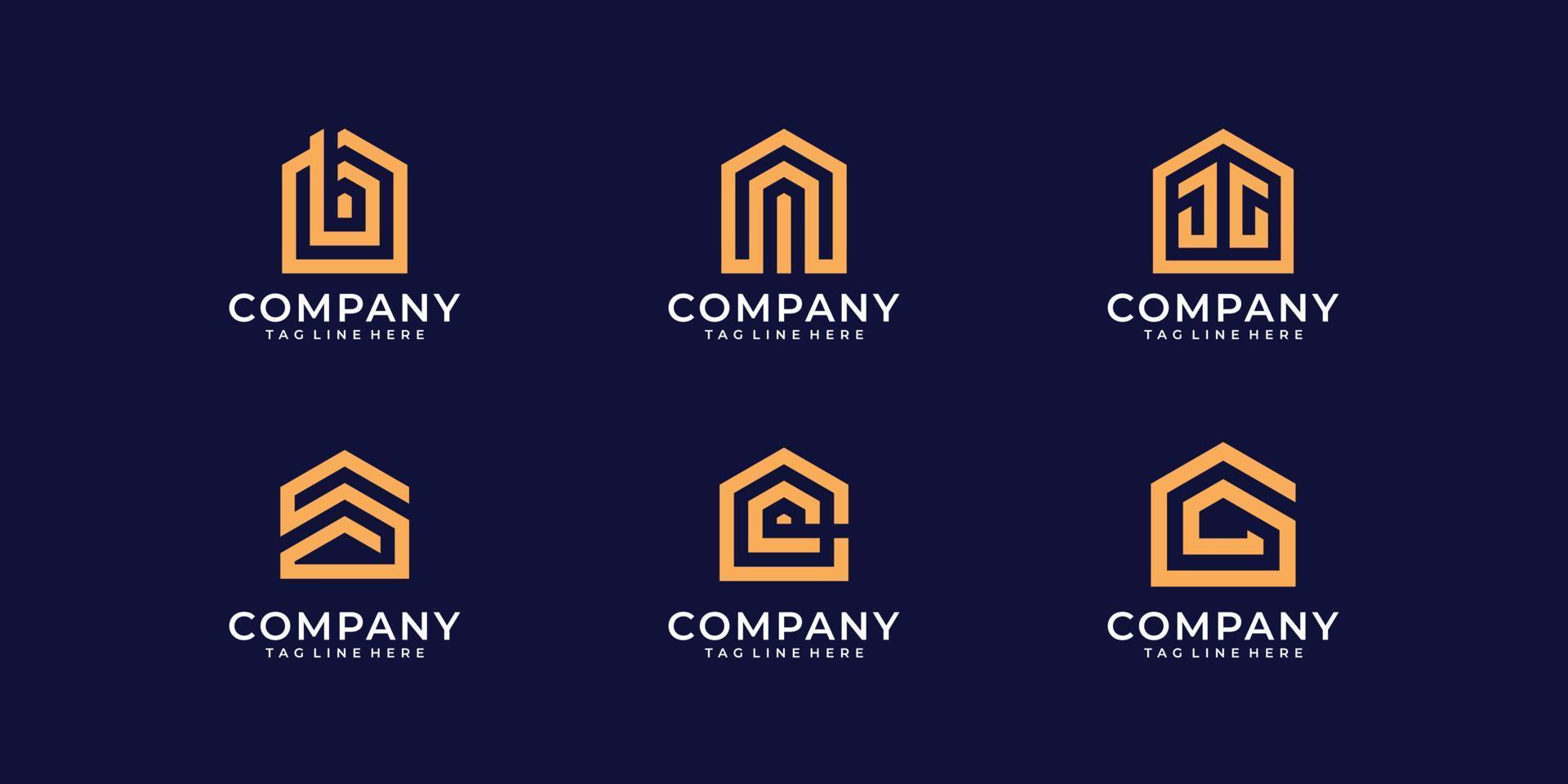 Set of real estate building monogram logo design template vector