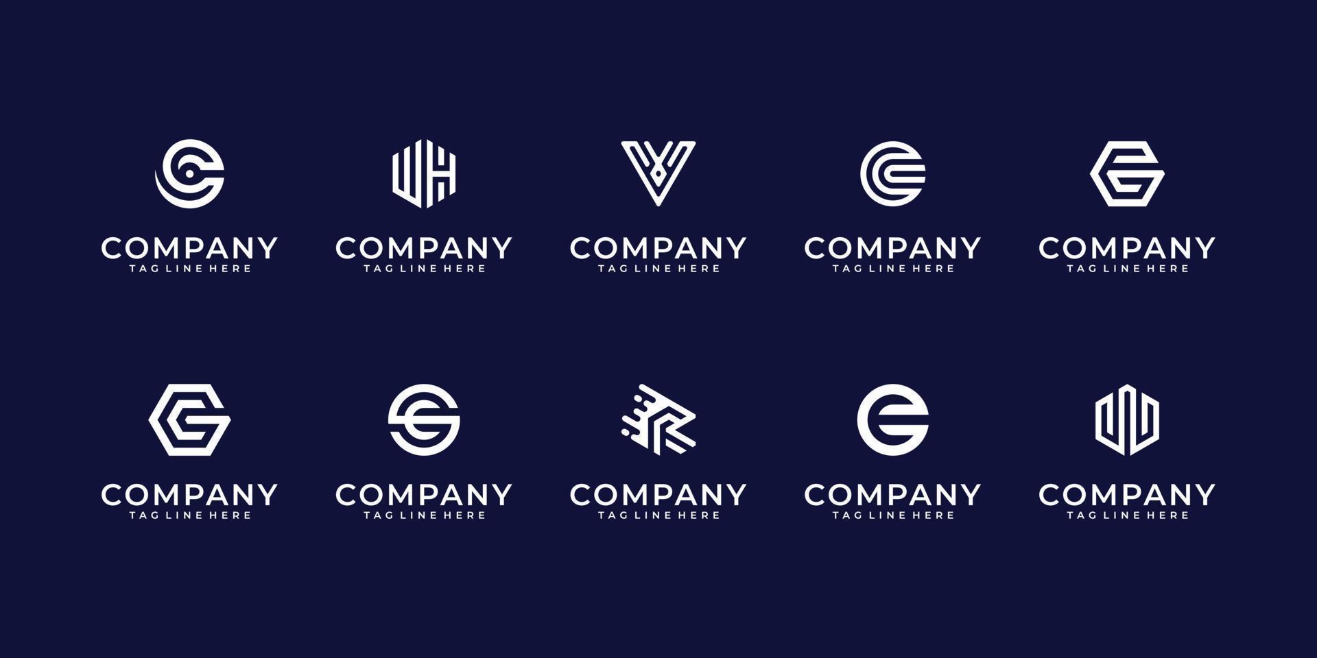 Set of abstract monogram logo design inspiration vector