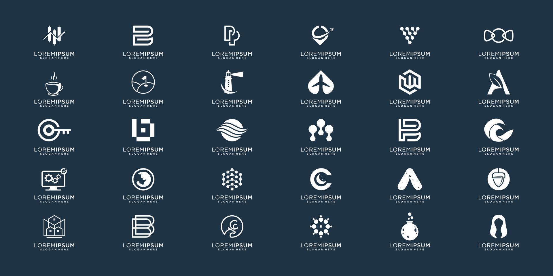 colección de empresa de variaciones de diseño de logotipo abstracto vector