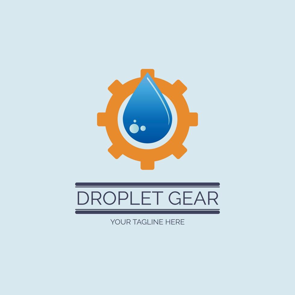 diseño de plantilla de logotipo mecánico de engranajes de gotas de agua para marca o empresa y otros vector