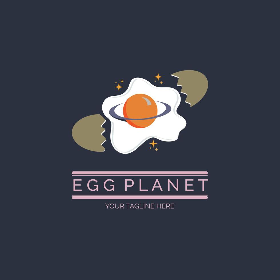 egg planet cosmic farm food logo design template for brand or company and other vector