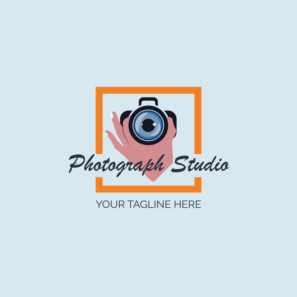 Camera lens eyes photograph studio logo design template for brand or company and other vector