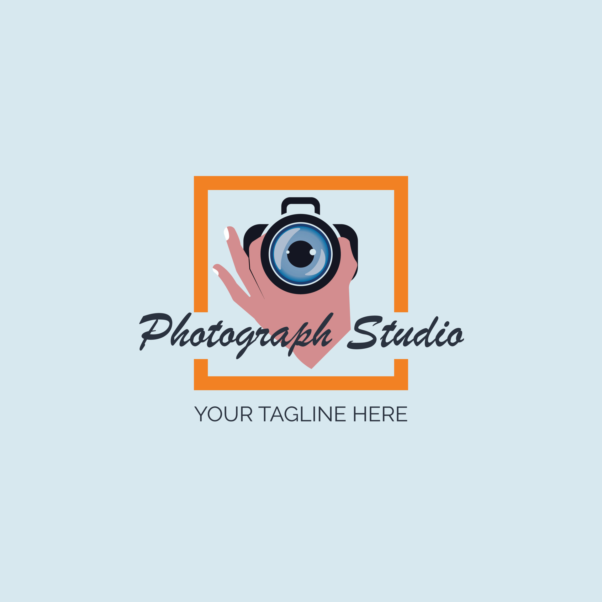 Camera lens eyes photograph studio logo design template for brand or